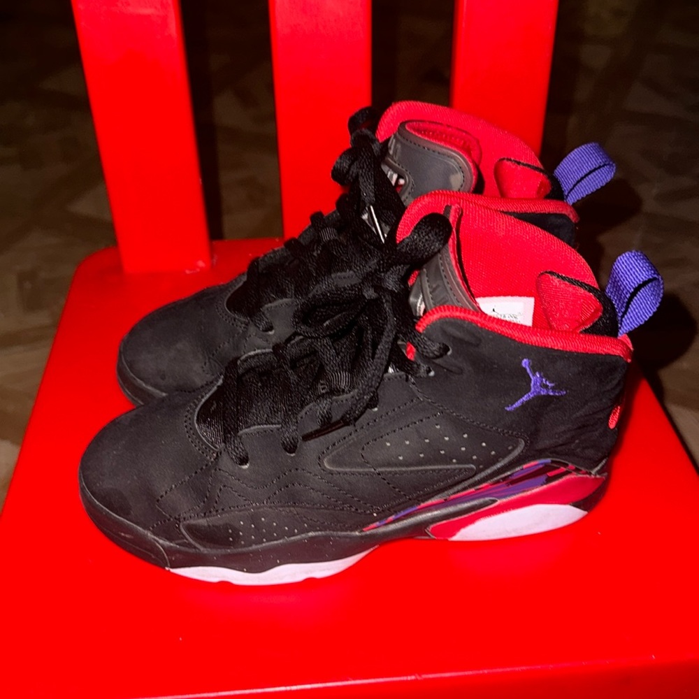 Jordans, red, black and purple size 1Y